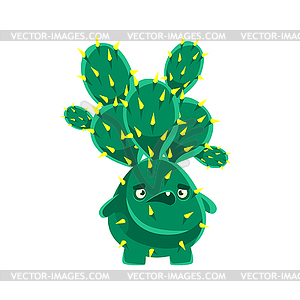 Spiny cactus speaking. Cartoon emotions character - vector image