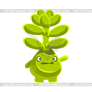 Cute worried succulent emoji. Cartoon emotions - vector clip art