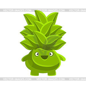 Happy smiling succulent emoji. Cartoon emotions - vector EPS clipart