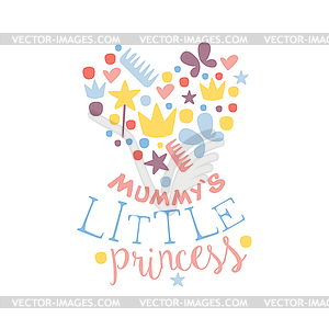Mummys little princess label, colorful - vector image