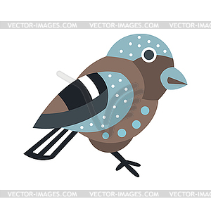 Cute small bird colorful cartoon character - vector image