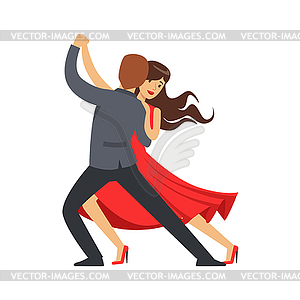 Профессиональный танцор пара танцует латино красочные - изображение в векторном виде