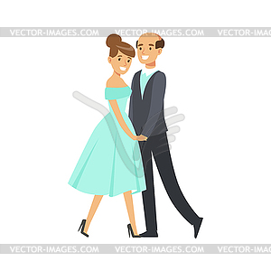 Happy couple dancing ballroom dance colorful - vector clipart