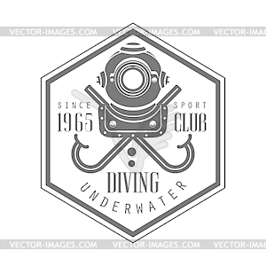 Diving underwater sport club since 1965 vintage - vector image