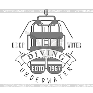 Diving underwater deep water edtd 1967 logo. Black - vector EPS clipart