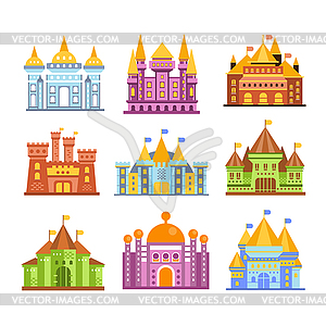 Fairy tale castles and fortresses. Collection of - vector clipart