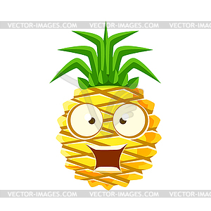 Surprised funny pineapple with big eyes. Cute - vector image