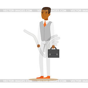 Young confident African American businessman with - vector clipart