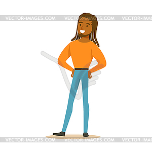 Smiling African American man with dreadlocks - vector image