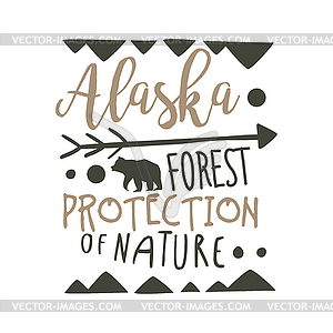 Alaska forest protection of nature design template, - vector clipart