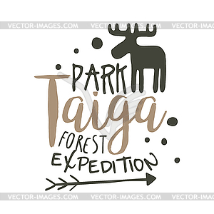 Taiga park forest expedition design template, - vector image