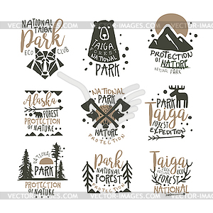 National park eco club labels set. Nature protectio - vector clipart