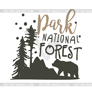 Park national forest promo sign, - vector clip art