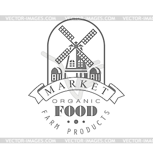 Market organic food farm products logo - vector clipart