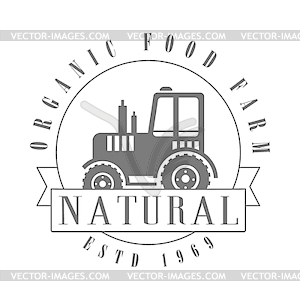 Organic food farm since 1969 logo. Black and white - vector clip art