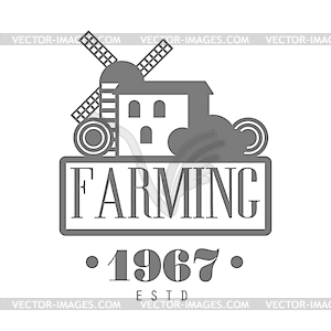 Farming estd 1967 logo. Black and white retro - vector clip art