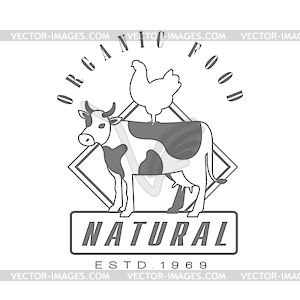 Natural organic food estd 1969 logo. Black and whit - royalty-free vector clipart