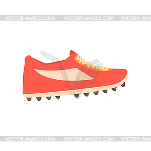 Red spiked football shoe cartoon - vector clipart