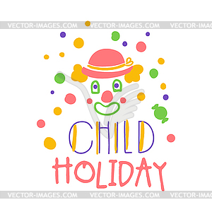 Child holiday promo sign. Childrens party colorful - vector clipart / vector image