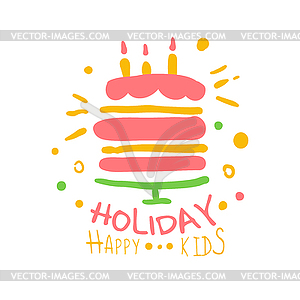 Holiday happy kids promo sign. Childrens party - vector clipart