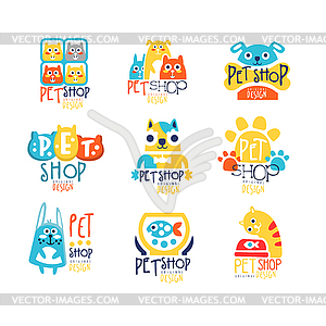 Pet shop original label design, colorful s - vector image