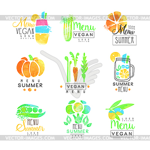 Vegan menu set for logo design. Collection of - vector clipart
