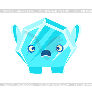 Cute crystal stone with frightened face. Cartoon - royalty-free vector image