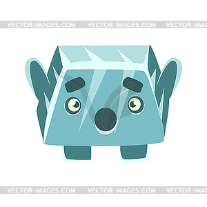 Cute blue surprised rock element. Cartoon emotions - vector clip art