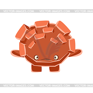 Cute upset rock element. Cartoon emotions character - vector image