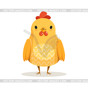 Cute cartoon chicken standing colorful character - vector clipart / vector image