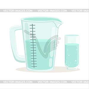 Measuring cup and glass kitchenware - vector clip art