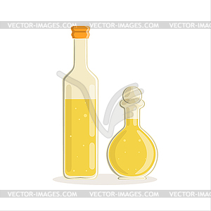 Стеклянные бутылки из подсолнечного или оливкового масла - векторный рисунок