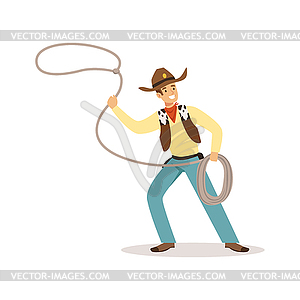 Man in American traditional costume with lasso - vector clip art