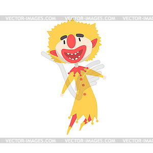 Happy laughing clown jumping colorful cartoon - vector EPS clipart