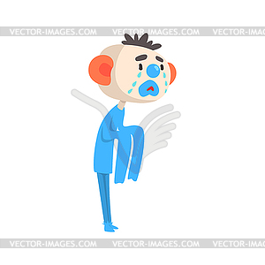 Грустный плачущий клоун красочный персонаж мультяшныйа - векторный дизайн