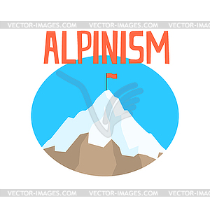 Знак альпинизма, пик горной метки - векторное изображение EPS