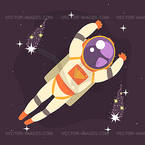 Cosmonaut floating in outer Space - vector clip art