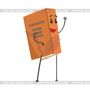 Funny smiling book humanized cartoon character - vector image
