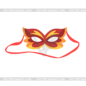 Red carnival mask, celebration party symbol cartoon - vector clip art