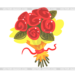 Red roses bouquet cartoon - vector image