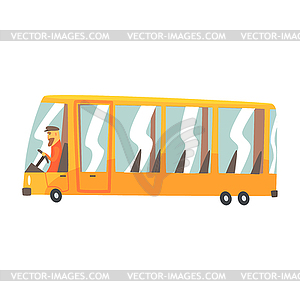 Желтый мультяшный автобус, общественный транспорт - векторный клипарт EPS