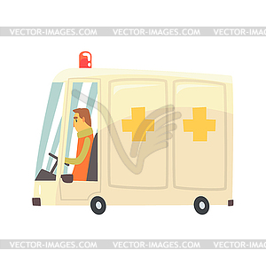 Cartoon ambulance car - vector clip art