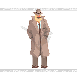 Detective character standing, private - vector image