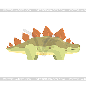 Cartoon stegosaurus dinosaur character, Jurassic - vector image