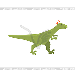 Cute cartoon green dinosaur character, Jurassic - color vector clipart