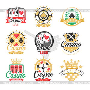 Casino logo design, set of colorful gambling - vector clip art