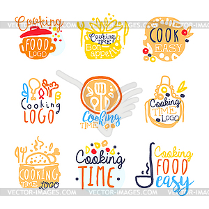 Cooking food easy logo design, set of colorful s - vector image