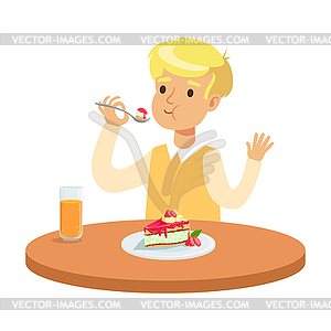 boy eating cake clipart