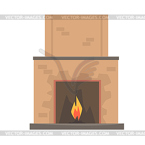 Home fireplace with fire - vector image