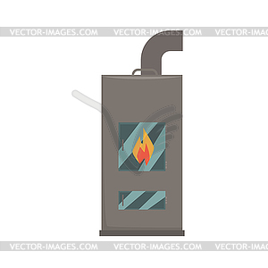 Typical interior iron wood burning stove - vector clipart